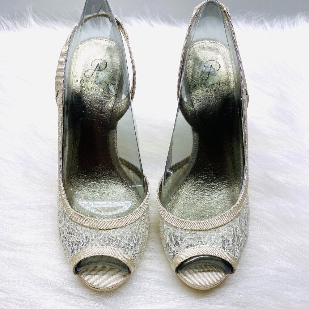Adrianna Papell Georgi LC Ivory 1890 Mesh Lace Heels Size 7 M - Picture 2 of 4